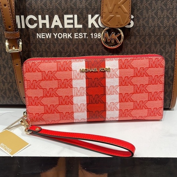 Michael Kors Handbags - MICHAEL KORS Leather Continental Phone Holder Wristlet Wallet 
Dark Sungria
NWT